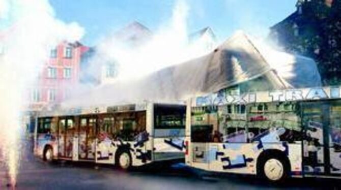 So hätte sie aussehen können, die feierliche Enthüllung des RSV-Anhänger-Busses. Wegen Gegenlichts musste die Fotografin allerdi