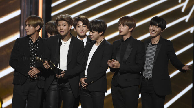 Die südkoreanische Boygroup BTS  im Mai bei der Verleihung der Billboard Music Awards in Las Vegas, wo sie in der Kategorie "Bes