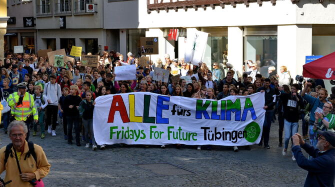 Großdemo zum Klimaschutz in Tübingen.   FOTO: NIETHAMMER