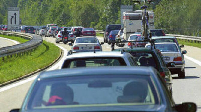 Der tägliche Stau - eines der Ärgernisse im Straßenverkehr, über die (nicht nur) die Vielfahrer klagen. ARCHIVFOTO: DPA