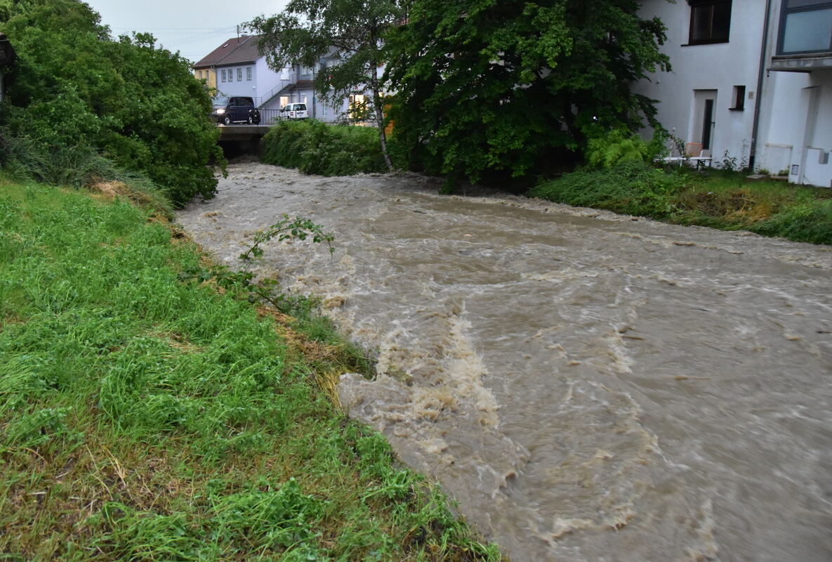 Steinlach reißender Fluss in Ofterdingen FOTO MEYER