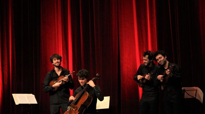 Das Vision String Quartet bei seiner Zugabe in der Stadthalle Reutlingen