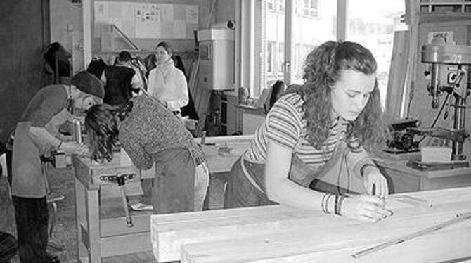 Lisa schreinert sich ein Bett. Ganz normal für eine junge Frau in der zwölften Klasse der Großengstinger Waldorfschule. GEA-FOTO