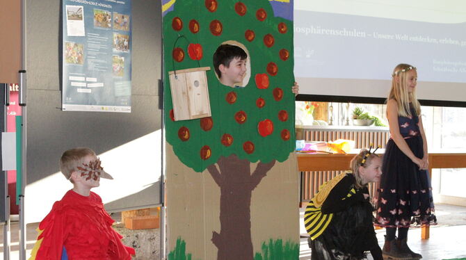 Unterricht im »grünen Klassenzimmer« einer Biosphärenschule.