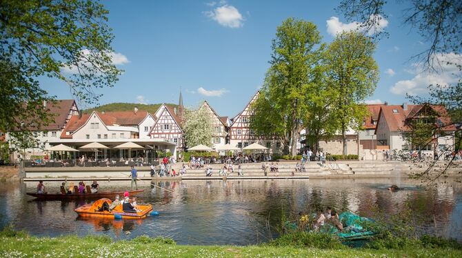 ;alerisch: Stadtpark und Longwy-Platz in Nagold. Die Stadt hofft auf Kurzurlauber aus dem Südwesten. FOTO: GAUSS/TMBW