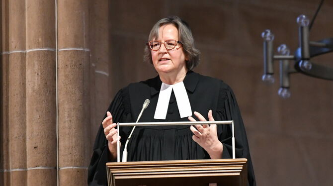 Viola Schrenk gestern bei ihrer Predigt in der Marienkirche