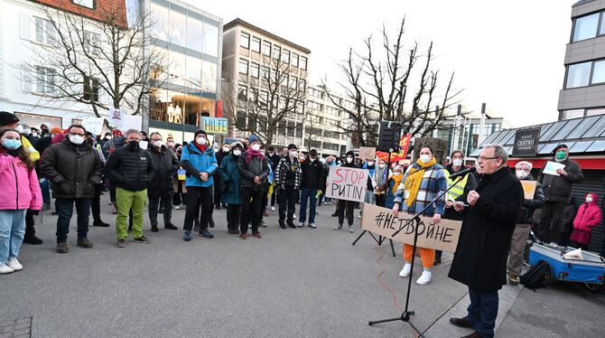 Auch Reutlingens Oberbürgermeister Thomas Keck sprach bei der Kundgebung.