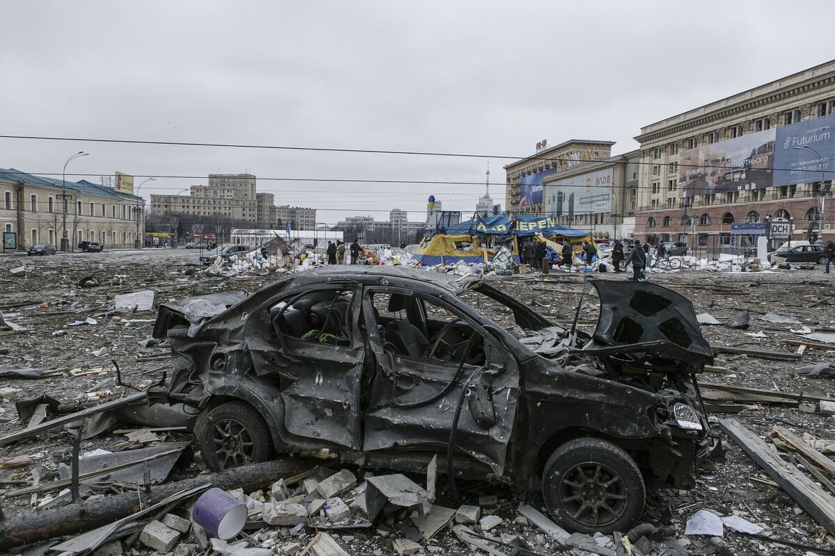 Zerstörung ja, rascher Vormarsch nein. Der Widerstand der Ukrainer ist stärker als von Putin erwartet.  FOTO: DOROGOY/DPA