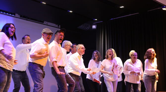 Nach zweieinhalbjähriger Pause voller Energie: der Musicalchor Anythingoes.  FOTO: STURM