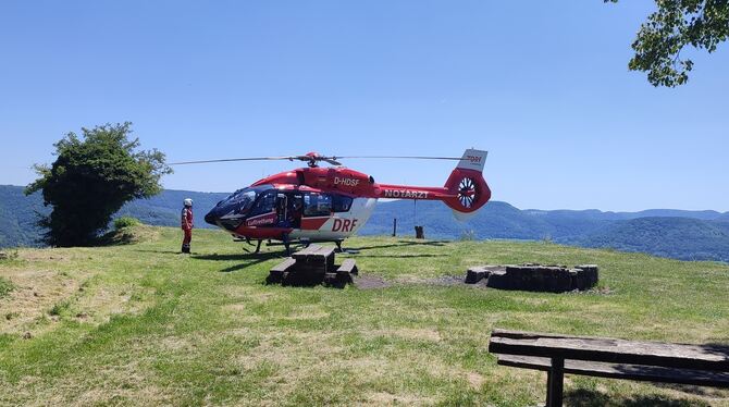 Der Hubschrauber auf der Achalm.