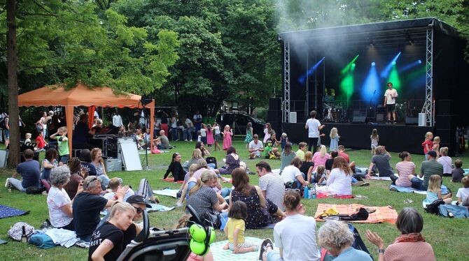 Entspannte Stimmung auf der Wiese vor der Bühne im Stadtpark: Rund 700 Besucher kamen zu »Music 4 Humanity«. FOTOS: SPIESS