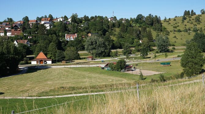 Auf der gegenüberliegenden Straßenseite des Seestübles des Albvereins Gomadingen (links) entsteht ein neues Baugebiet.  FOTO: LE