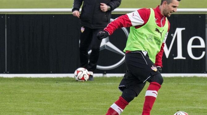 Der Stuttgarter Vedad Ibisevic geriet in Rage im Training. Foto: Daniel Maurer