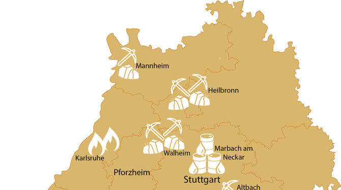 Netzwerkreserve in Baden-Württemberg. Die Anzahl der Icons entspricht der Anzahl der Kraftwerksblöcke.  GRAFIK: GEA/MAIER
