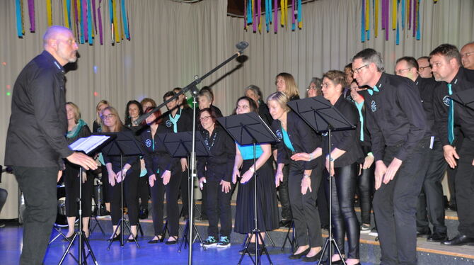 Die Singgemeinschaft Undingen bietet ein mitreißendes Konzert, animiert zum Mitsingen und erfreut die Zuhörer.  FOTOS: BIMEK