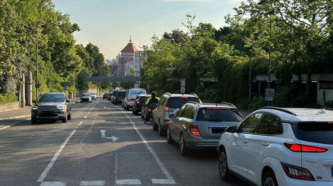 Wie stark befahren die Alteburgstraße ist, zeigt sich an jedem Morgen und Abend im Berufsverkehr. Gut zu sehen sind auch die Ris