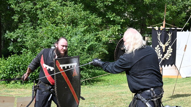 Bei der Legion of the Stag werden Freikämpfe mit Schwertern vorgeführt. Foto: Zenke