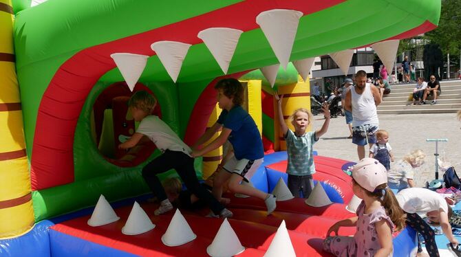 Das bunte Programm mit vielen Mitmach-Angeboten der Kindersportschule des VfL Pfullingen lockte am Sonntag viele junge Familien