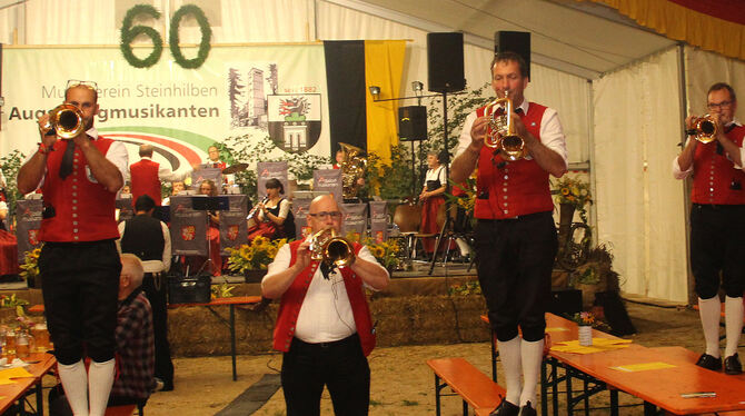 Riesenstimmung am Freitagabend beim Augstbergfest mit den Pfronstetter Albdorfmusikanten, die teilweise mitten im Publikum spiel