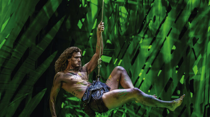 Schwindelfrei durch den Kunst-Urwald: Terence van der Loo als erwachsener Tarzan.