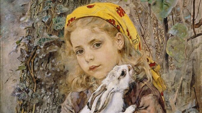Anton Romako: Mädchen mit Kaninchen, um 1877.  FOTO: LANDESSAMMLUNGEN NÖ