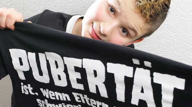 Markus Pfeiffer (12 ) alias »Pubi« hat seine eigene Theorie zur Pubertät. FOTO: STEFFEN/DPA