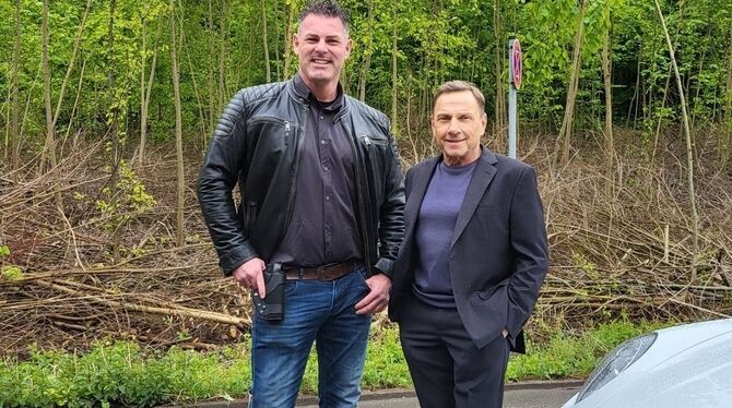 Holger Kimmerle mit Richy Müller beim Tatort-Dreh.