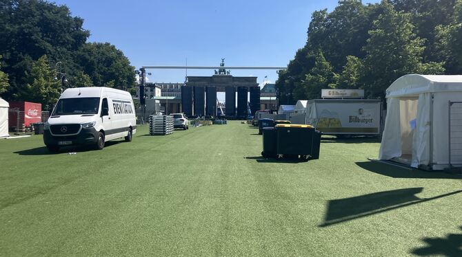 Der Kunstrasen der Berliner Fanzone wird verlost.  FOTO: MOHL