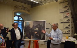 Das ist ja gar keine leere Leinwand mit einem flotten Spruch, sondern ein Bild von Günter Hildebrand: Werner Rukaber (rechts) mi