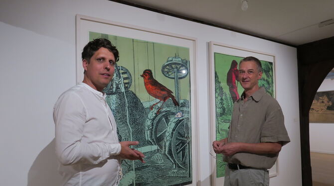 Der neue Museumsleiter Stephan Rößler (links) mit seinem Stellvertreter Rainer Lawicki, der die Ausstellung kuratiert hat, vor P
