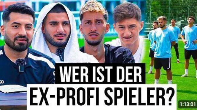 Von links: Content-Creator Diyar Acar  mit den VfB-Stars Deniz Undav, Atakan Karazor und Angelo Stiller