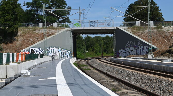 Der rechte Teil der frisch sanierten Brücke über die Siemensstraße, der andere Teil überspannt die Sondelfinger Straße.