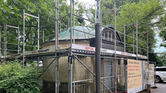 Der Pavillon im Park der Villa Laiblin wird zu neuem Leben erweckt.  FOTO: STADT