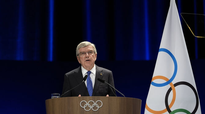 IOC-Präsident Thomas Bach kündigt seinen Abschied an.  FOTO: CUBILLOS/DPA