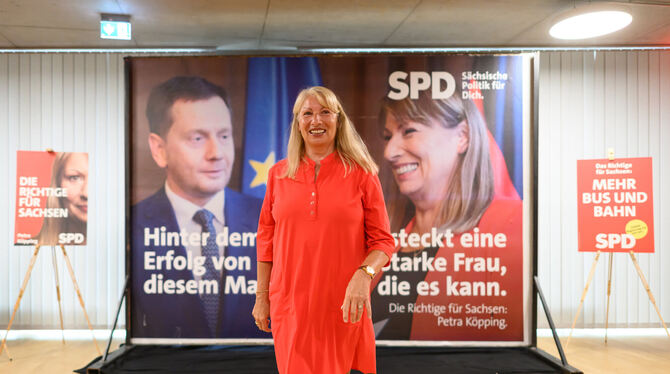 SPD-Spitzenkandidatin Petra Köpping (SPD) kämpft in Sachsen gegen die AfD und dafür, überhaupt in den Landtag einzuziehen.  FOTO