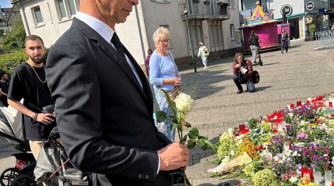 Pascal Kober am Tatort der Messerattacke in Solingen.  FOTO: PRIVAT