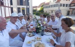 Gesellige Runde beim »White Dinner« in Walddorfhäslach.  FOTO: SANDER