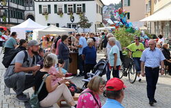 Sonntäglicher Bummel über den Kreativ- und Biosphärenmarkt durch die Innenstadt Pfullingens.