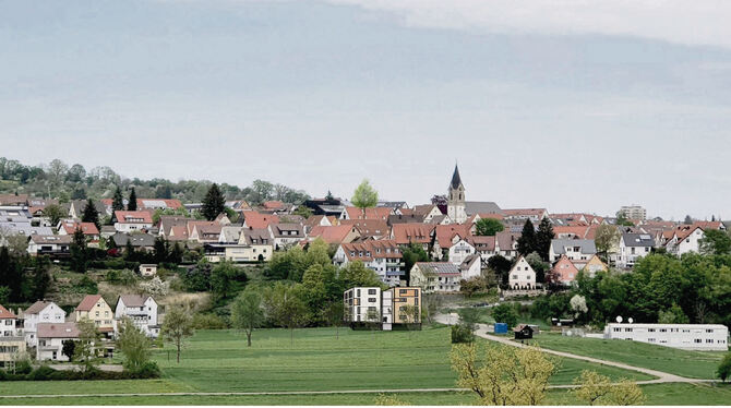 Auf dem Areal der früheren Gärtnerei zeigt diese Visualisierung des Architekturbüros, wie sich das Haus für Flüchtlinge in das O