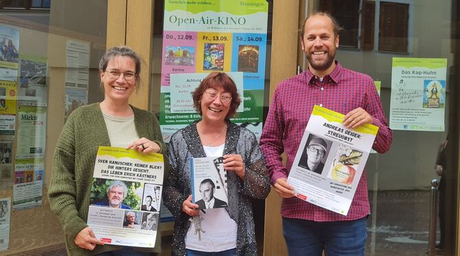 Organisieren zwei Lesungen in Münsingen: Judith Steinhardt (von links), Ulla Krämer und Yannik Krebs. FOTO: SCHRADE