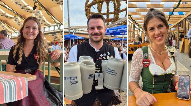 Von links nach rechts: Die Wiesn-Kellner Lydia Haas, Christian Kubiciel und Verena Angermeier.  FOTOS: NAZARETH