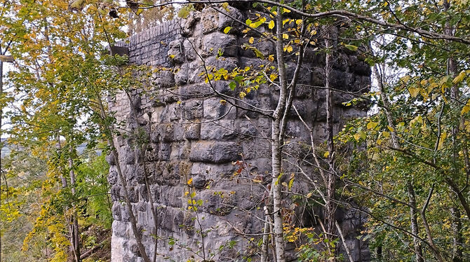 Je mehr die Herbstblätter fallen, desto deutlicher wird die Ruine sichtbar.