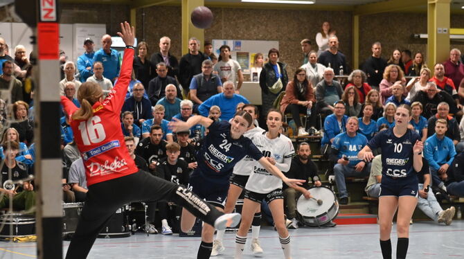 Alina Gehring im Mössinger Tor war ein großer Rückhalt beim Derby-Sieg. FOTO: MEYER