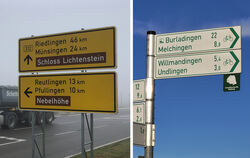 Es ist ganz offensichtlich: Das L hat sich auf dem Straßenschild links kurzerhand aus dem Staub gemacht. Nach kurzer Wanderung i