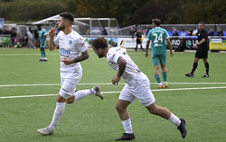 Torjubel: Ante Galic (links) und Christos Chatzimalousis.  FOTO: PIETH