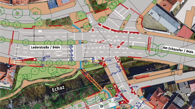 Neue Brücke für Fußgänger, Gehweg auf der alten Brücke für Radler und Straße für die Autofahrer. So sieht die Lösung der Verwalt