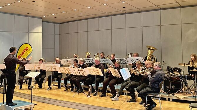 Der Posaunenchor Genkingen bei seinem Auftritt in Wiesloch.  FOTO: PRIVAT