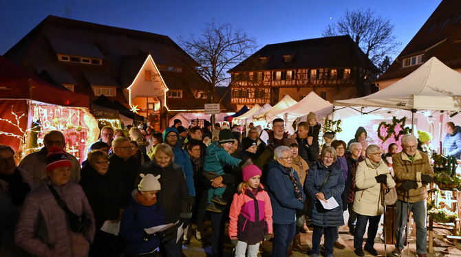 Wir singen fürs Christkind – Weihnachtsmarkt-Auftakt in Gomaringen. FOTO: MEYER