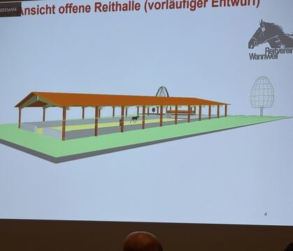 Die Pläne für die künftige Reithalle des RV Wannweil wurden in der jüngsten Gemeinderatssitzung vorgestellt.  FOTO: RUOF