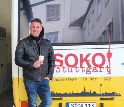 Holger Kimmerle aus Rommelsbach bei den Dreharbeiten für "Soko Stuttgart"